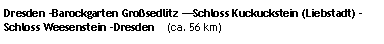 Textfeld: Dresden Barockgarten Grosedlitz Schloss Kuckuckstein (Liebstadt) -Schloss Weesenstein -Dresden    (ca. 56 km)